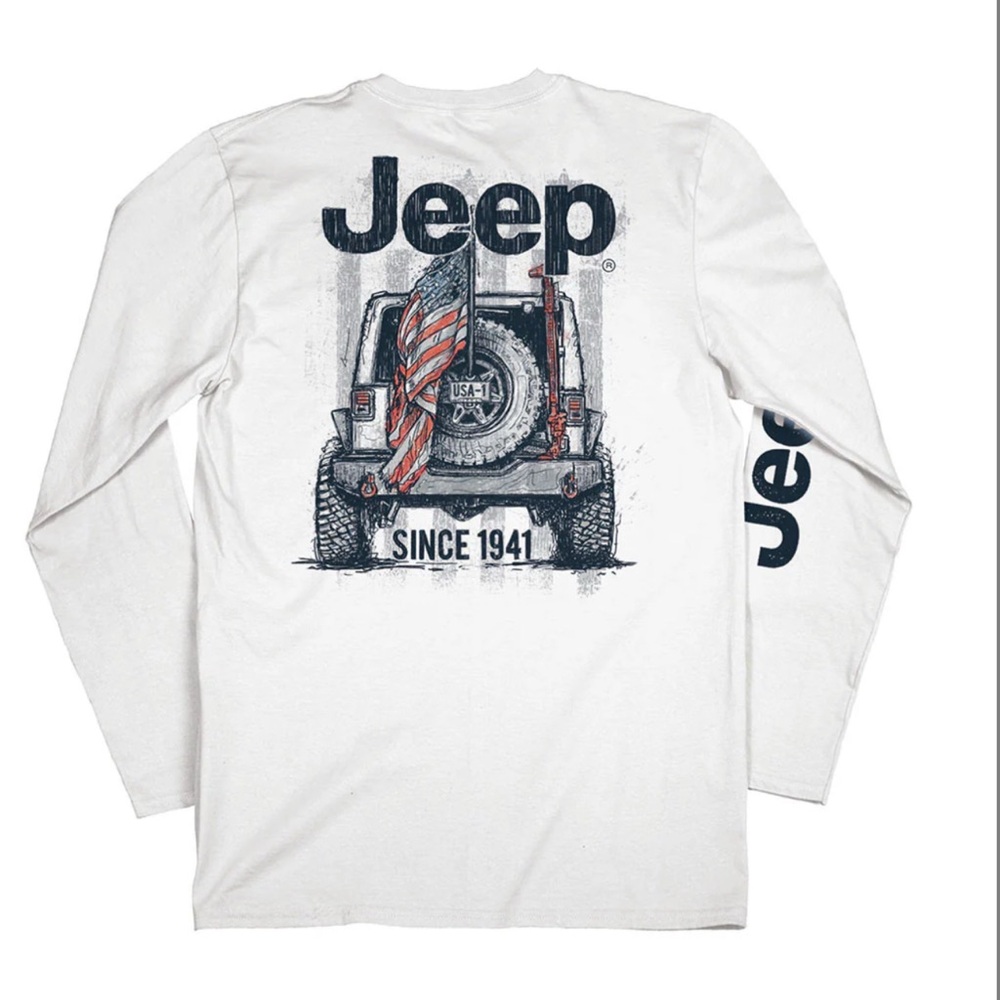 Jeep unisex White Long Sleeve Tee Size Medium